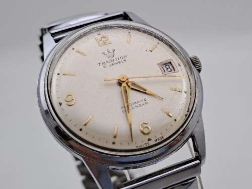 Collectable Vintage TRADITION Swiss Mens Automatic Calender watch (WORKING) 21 Jewels