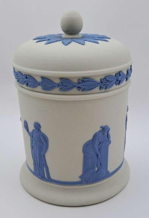 Collectable Vintage Wedgwood Jasperware Pot with Lid =115mmx85- Made in England