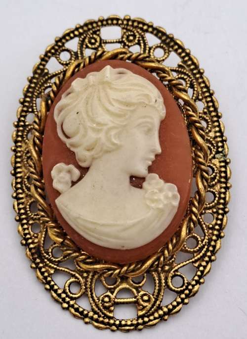 Large Vintage Cameo Brooch 48x34mm (Pin Missing)