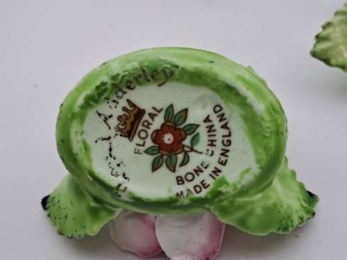 8 Vintage ROYAL ADDERLEY FLORAL bone china porcelain Name card Holders(1 was repaired)in Cigar box