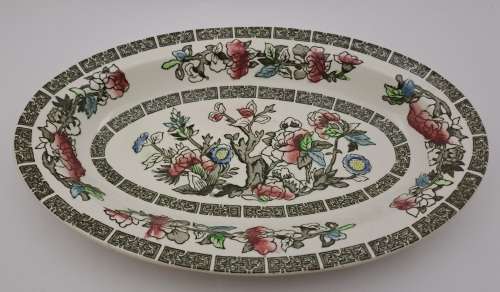 Vintage Johnson Bros `Indian Tree` Gravy Boat with saucer Hand Engraved Ironstone made in England