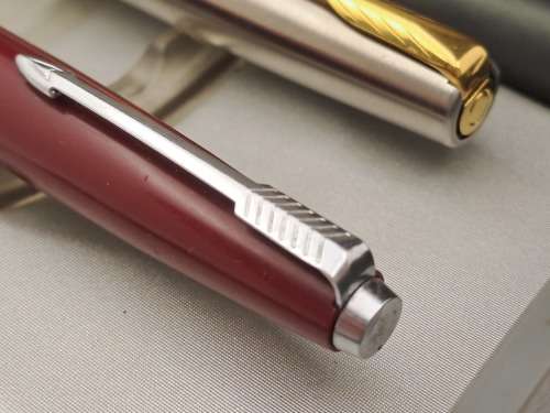Vintage Maroon Parker Fountain Pen and Parker Frontier Rollerball in very nice parker case