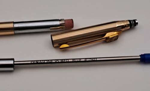 Vintage QUILL 1/20 14KT Gold filled pen and Pencil set in Case -USA- Standard bank Branded