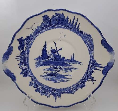 1930's Royal Doulton Norfolk D6394 Blue & White Cake Plate 254x233mm