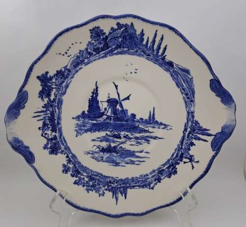 1930's Royal Doulton Norfolk D6394 Blue & White Cake Plate 254x233mm