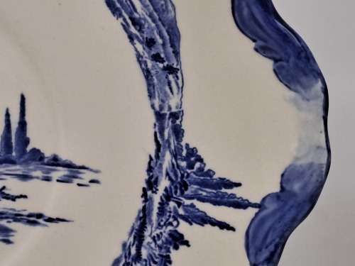 1930's Royal Doulton Norfolk D6394 Blue & White Cake Plate 254x233mm