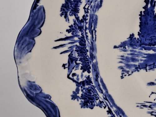 1930's Royal Doulton Norfolk D6394 Blue & White Cake Plate 254x233mm