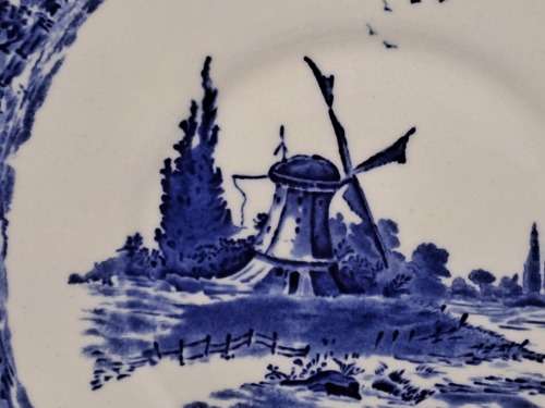 1930's Royal Doulton Norfolk D6394 Blue & White Cake Plate 254x233mm