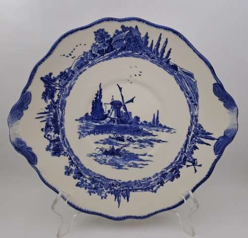 1930's Royal Doulton Norfolk D6394 Blue & White Cake Plate 254x233mm