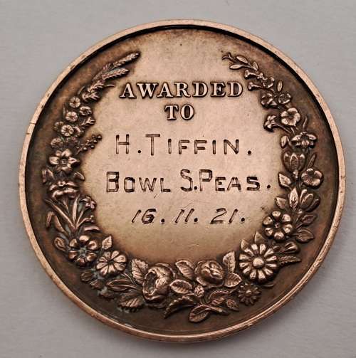 1921 Railway Horticultural society Capetown Bowling medal  awarded to H.Tiffin 29mm