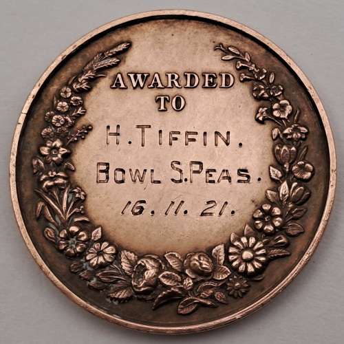 1921 Railway Horticultural society Capetown Bowling medal  awarded to H.Tiffin 29mm