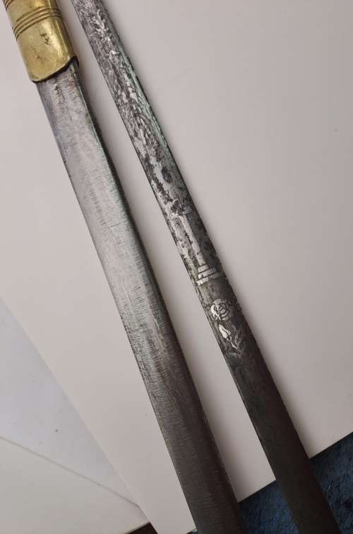 Antique/ Vintage Toye Kenning and Spencer ceremonial Masonic sword in scabbard 873mm (some rust )