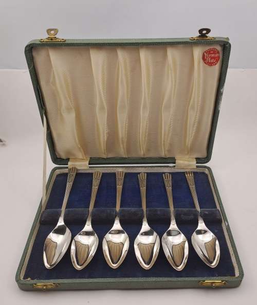 6x Vintage Yeoman Plate spoons -EPNS (silver Plated)made in England Rd859116 -Boxed