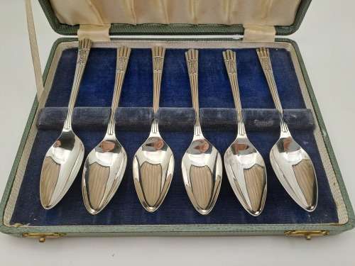 6x Vintage Yeoman Plate spoons -EPNS (silver Plated)made in England Rd859116 -Boxed