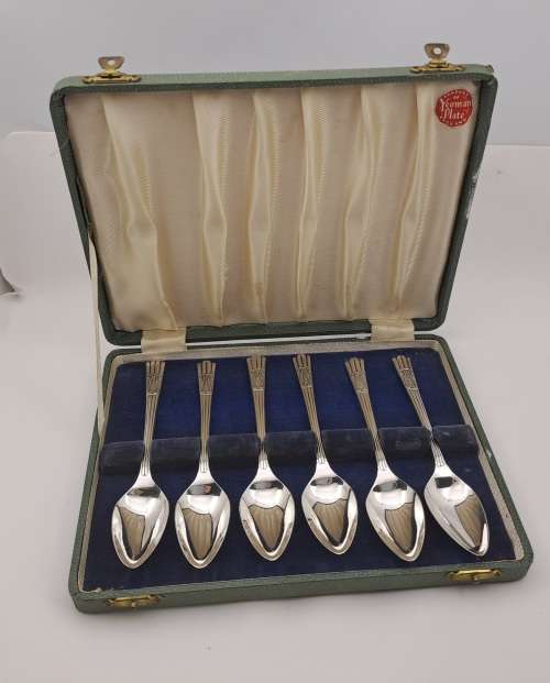 6x Vintage Yeoman Plate spoons -EPNS (silver Plated)made in England Rd859116 -Boxed