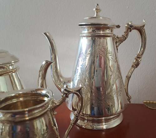 Antique/Vintage  Elkington & Co Silver Plated Tea pot,Coffee pot,creamer and Sugar pot