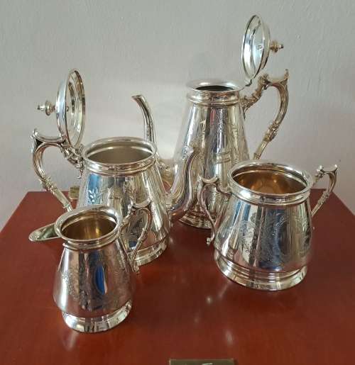 Antique/Vintage  Elkington & Co Silver Plated Tea pot,Coffee pot,creamer and Sugar pot