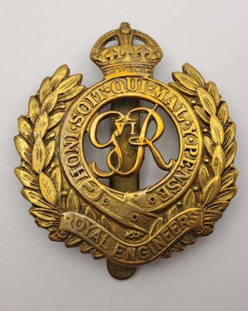 WW2 Royal Engineers Royal Engineers Corps (George VI) Brass Cap Badge 47x42mm