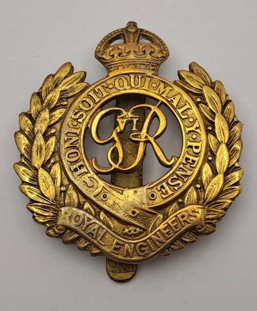 WW2 Royal Engineers Royal Engineers Corps (George VI) Brass Cap Badge 47x42mm