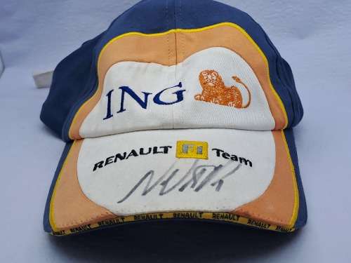 Original ING Renault  F1 Baseball Cap signed by Nelson Piquet