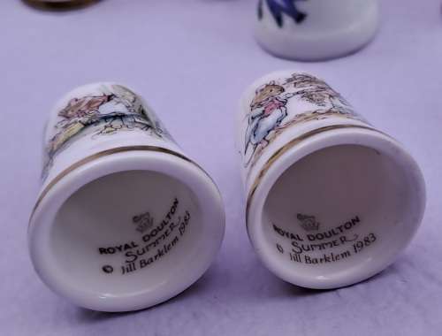 Lot of 22 Items - 21 Vintage Thimbles -plus 1 Miniature Cup (Doulton, spode etc. )