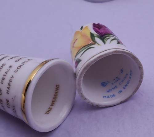 Lot of 22 Items - 21 Vintage Thimbles -plus 1 Miniature Cup (Doulton, spode etc. )