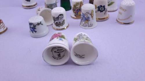 Lot of 22 Items - 21 Vintage Thimbles -plus 1 Miniature Cup (Doulton, spode etc. )