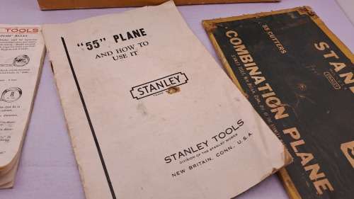 1940`s Stanley Universal Plane No.55 with all 55 cutters in Original wooden Box -Excellent