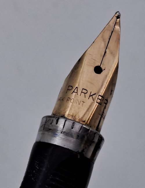 Vintage STERLING .925 SILVER Cap&Barrel  Parker Fountain pen with 14kt Gold Nib-USA