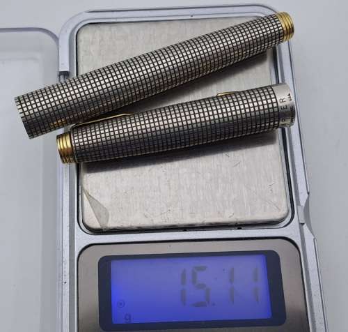 Vintage STERLING .925 SILVER Cap&Barrel  Parker Fountain pen with 14kt Gold Nib-USA