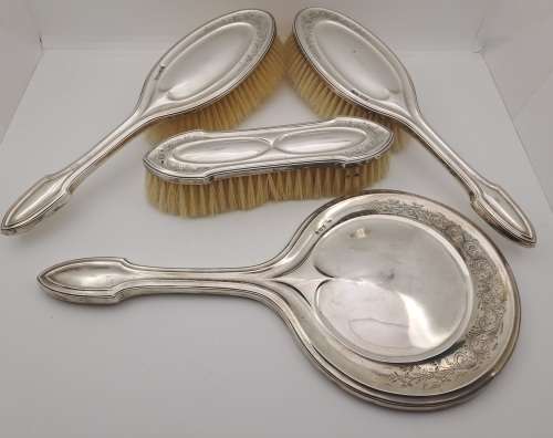 4 pc 1910 Hallmarked Sterling .925 Silver Vanity set by Samuel M.Levi-Berlingham