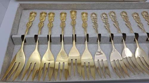 FOR BUYER Tiffany Burnham Only  6 x24ct Gold Plated Braber  Cake forks  x6
