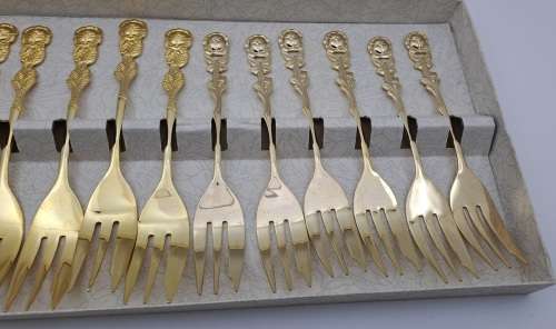 FOR BUYER Tiffany Burnham Only  6 x24ct Gold Plated Braber  Cake forks  x6