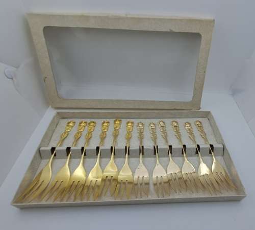 FOR BUYER Tiffany Burnham Only  6 x24ct Gold Plated Braber  Cake forks  x6