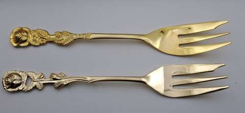 FOR BUYER Tiffany Burnham Only  6 x24ct Gold Plated Braber  Cake forks  x6