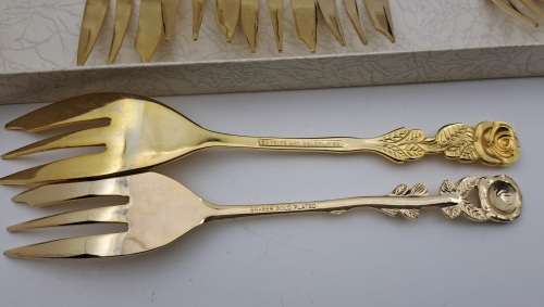 FOR BUYER Tiffany Burnham Only  6 x24ct Gold Plated Braber  Cake forks  x6