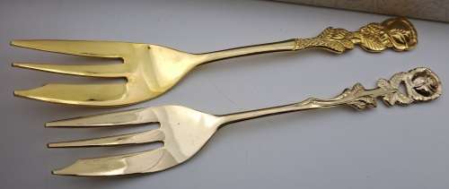 FOR BUYER Tiffany Burnham Only  6 x24ct Gold Plated Braber  Cake forks  x6