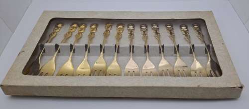 FOR BUYER Tiffany Burnham Only  6 x24ct Gold Plated Braber  Cake forks  x6