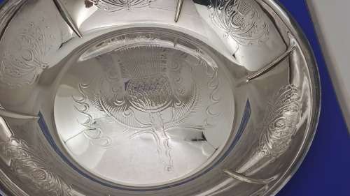 Silver Plated The Twisted bowl by the cavalier - Made in England -Celtic Kings Emblem