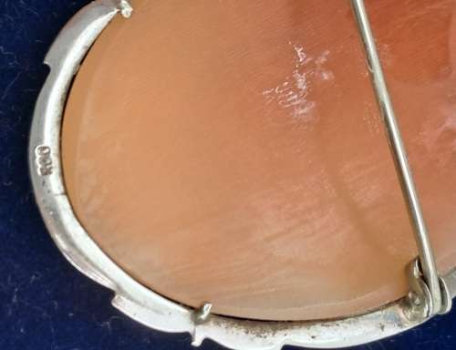 Vintage Silver Shell Cameo Brooch /Pendant  45x35mm