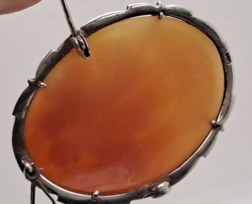 Vintage Silver Shell Cameo Brooch /Pendant  45x35mm