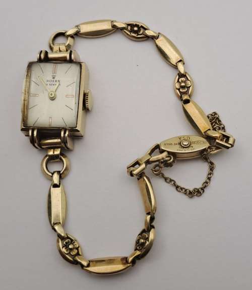 Vintage 1930`s Ladies H.Newman ROLEX 10kt GOLD manual wind watch -WORKING (crown is loose )