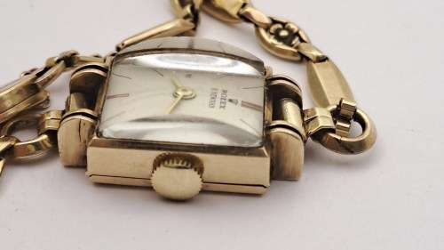 Vintage 1930`s Ladies H.Newman ROLEX 10kt GOLD manual wind watch -WORKING (crown is loose )