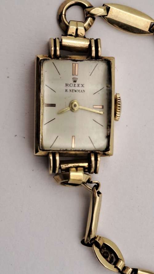 Vintage 1930`s Ladies H.Newman ROLEX 10kt GOLD manual wind watch -WORKING (crown is loose )