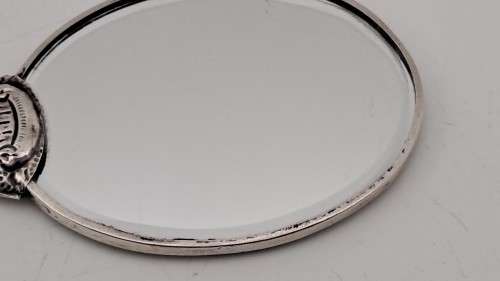 Small Antique / Vintage Silver Hand Mirror 130x55mm (Handbag Mirror)