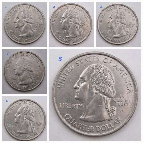 6 x USA Washington ¼ Dollars-Florida-Alabama-Nevada-Missouri-Kentucky-Utah