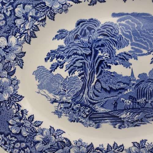 Large Vintage ENOCH WEDGWOOD WOODLAND Genuine Hand Engraved Platter-Tunstall England