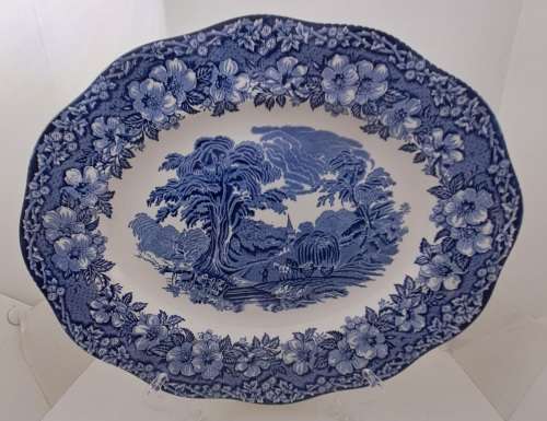 Large Vintage ENOCH WEDGWOOD WOODLAND Genuine Hand Engraved Platter-Tunstall England
