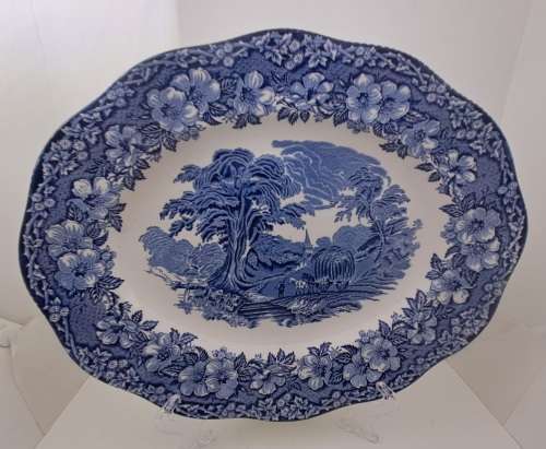 Large Vintage ENOCH WEDGWOOD WOODLAND Genuine Hand Engraved Platter-Tunstall England