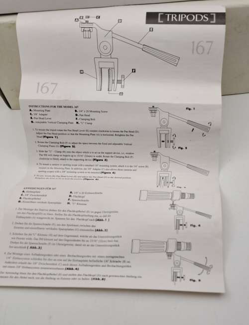 Tripod no 167 Mount /Clamp for Large Lenses with instructions  still in Box
